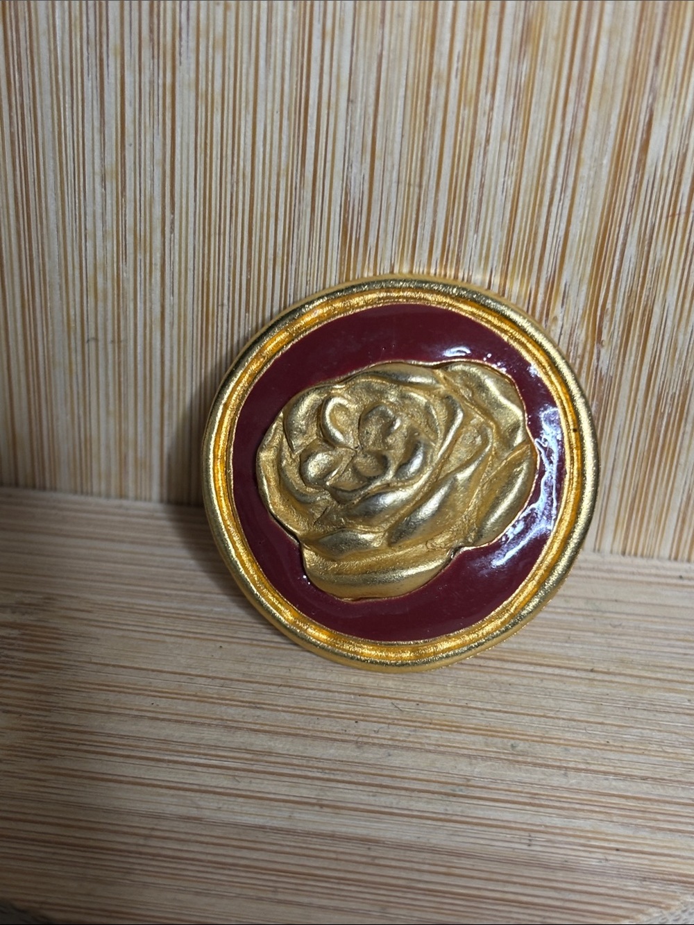 VTG Rena Lange Made in France SINGLE Clip On Earring Gold Tone Burgundy Craft